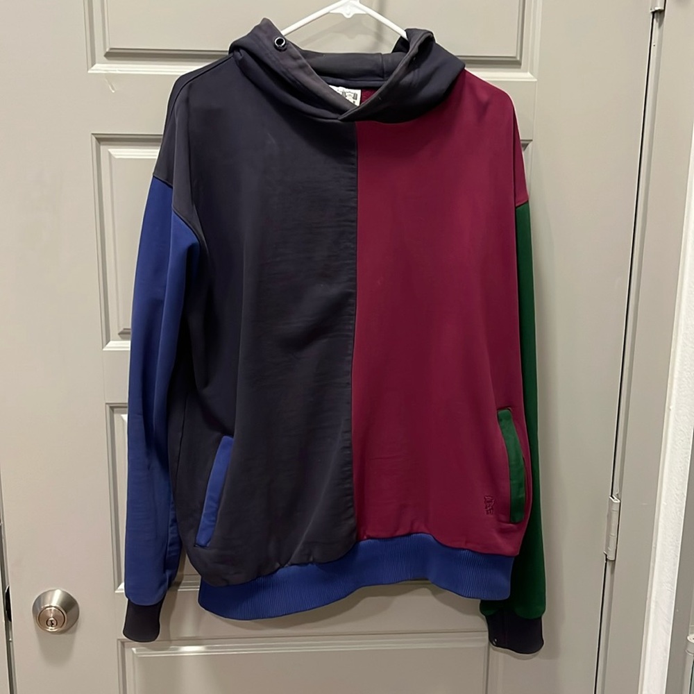 Burgundy Color Block Hoodie